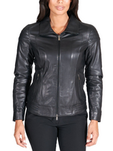 Load image into Gallery viewer, Women’s Casual Leather Black Biker Jacket
