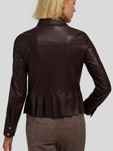 Load image into Gallery viewer, Womens Dark Brown Bike Racer Leather Jacket
