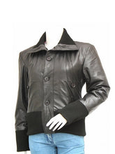 Load image into Gallery viewer, Women’s Fancy Leather Black Bomber Jacket
