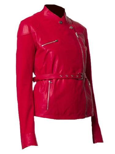Women’s Fashion Red Leather Jacket