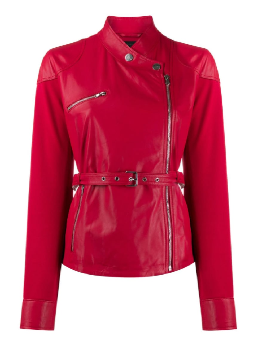 Women’s Fashion Red Leather Jacket