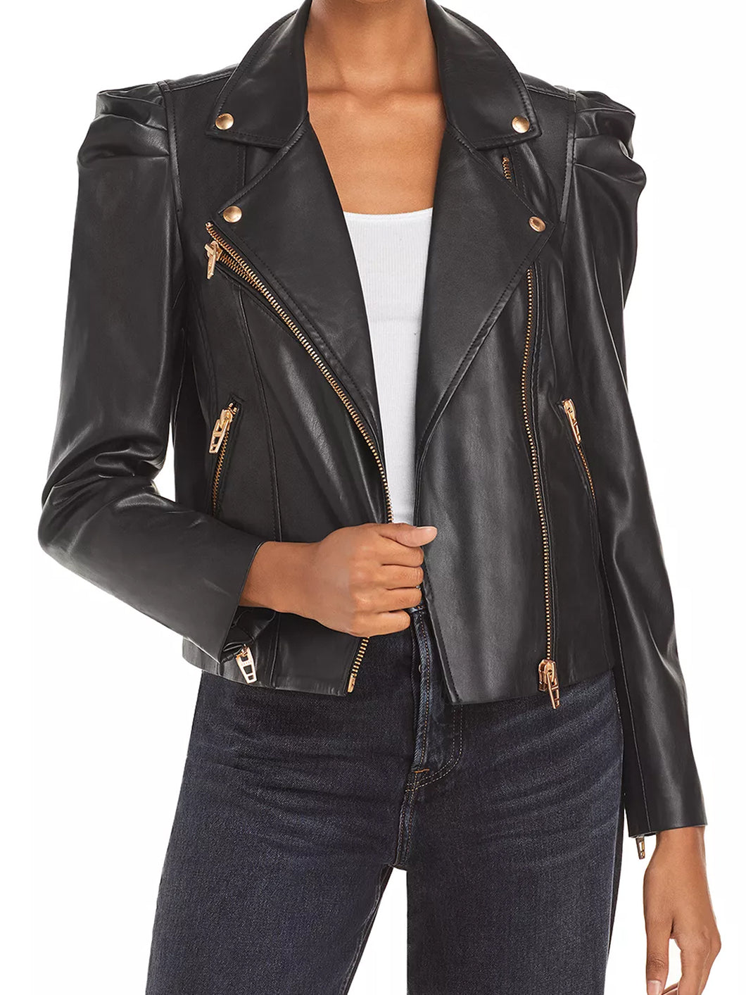 Womens Genuine Leather Biker Black Jacket