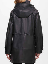 Load image into Gallery viewer, Womens Hooded Leather Anorak Jacket
