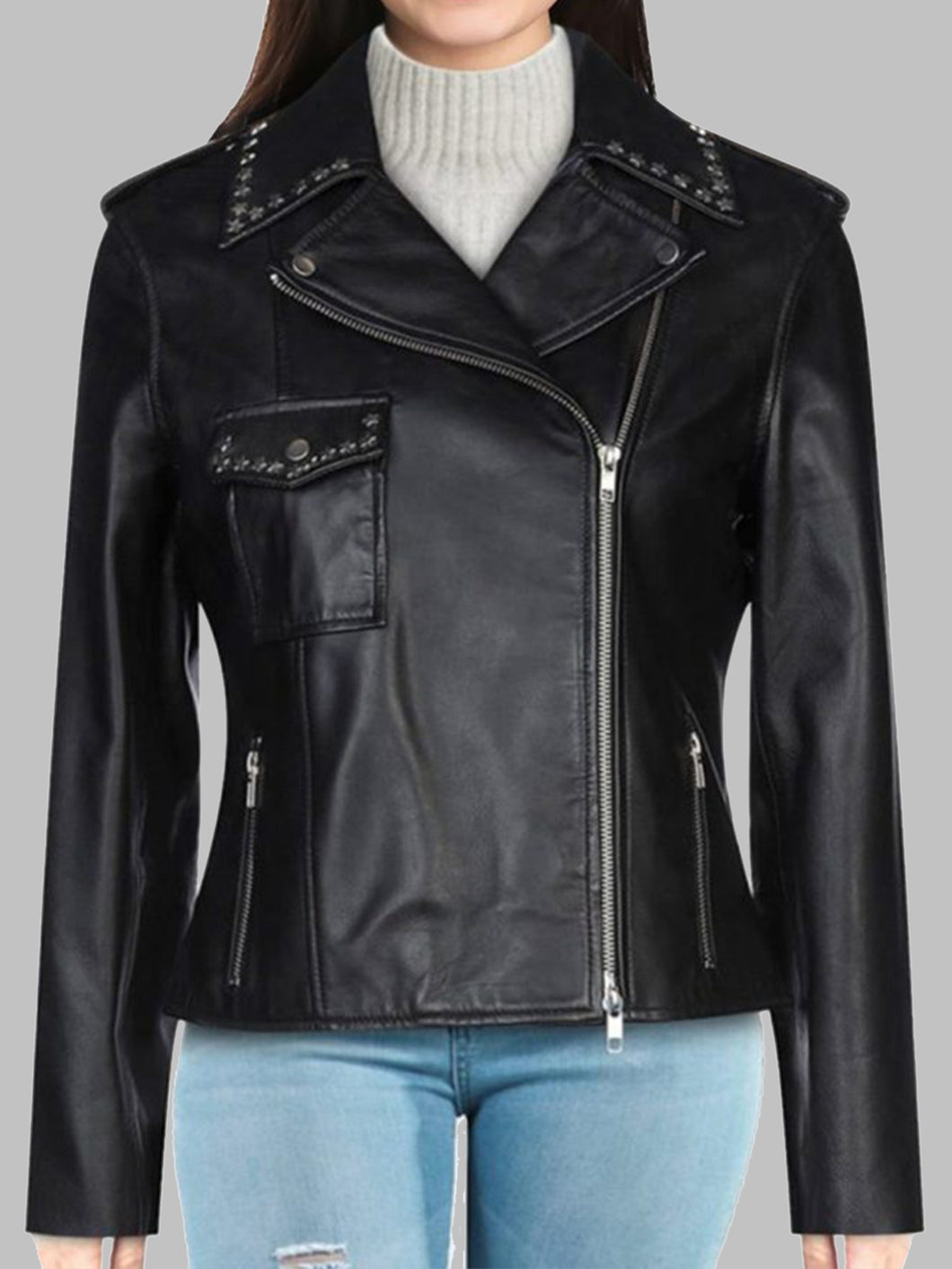 Women's Pitch Black Leather Jacket