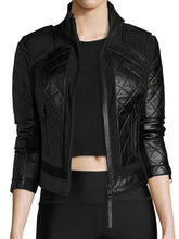 Load image into Gallery viewer, Womens Quilted Leather Moto Jacket
