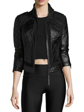 Load image into Gallery viewer, Womens Quilted Leather Moto Jacket

