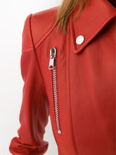 Load image into Gallery viewer, Women’s Red Flared Style Leather Fashion Jacket
