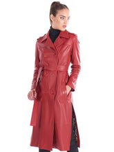 Load image into Gallery viewer, Womens Red Nappa Leather Long Coat
