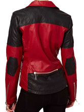 Load image into Gallery viewer, Red and Black Leather Motorcycle Jacket
