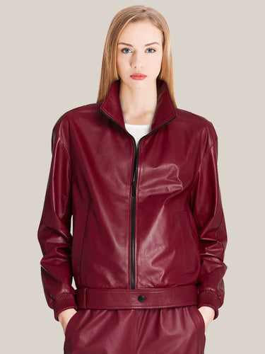 Women’s Super Biker Leather Bomber Jacket