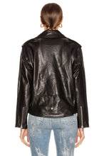 Load image into Gallery viewer, Womens black Biker Asymmetrical Belted Leather Jacket
