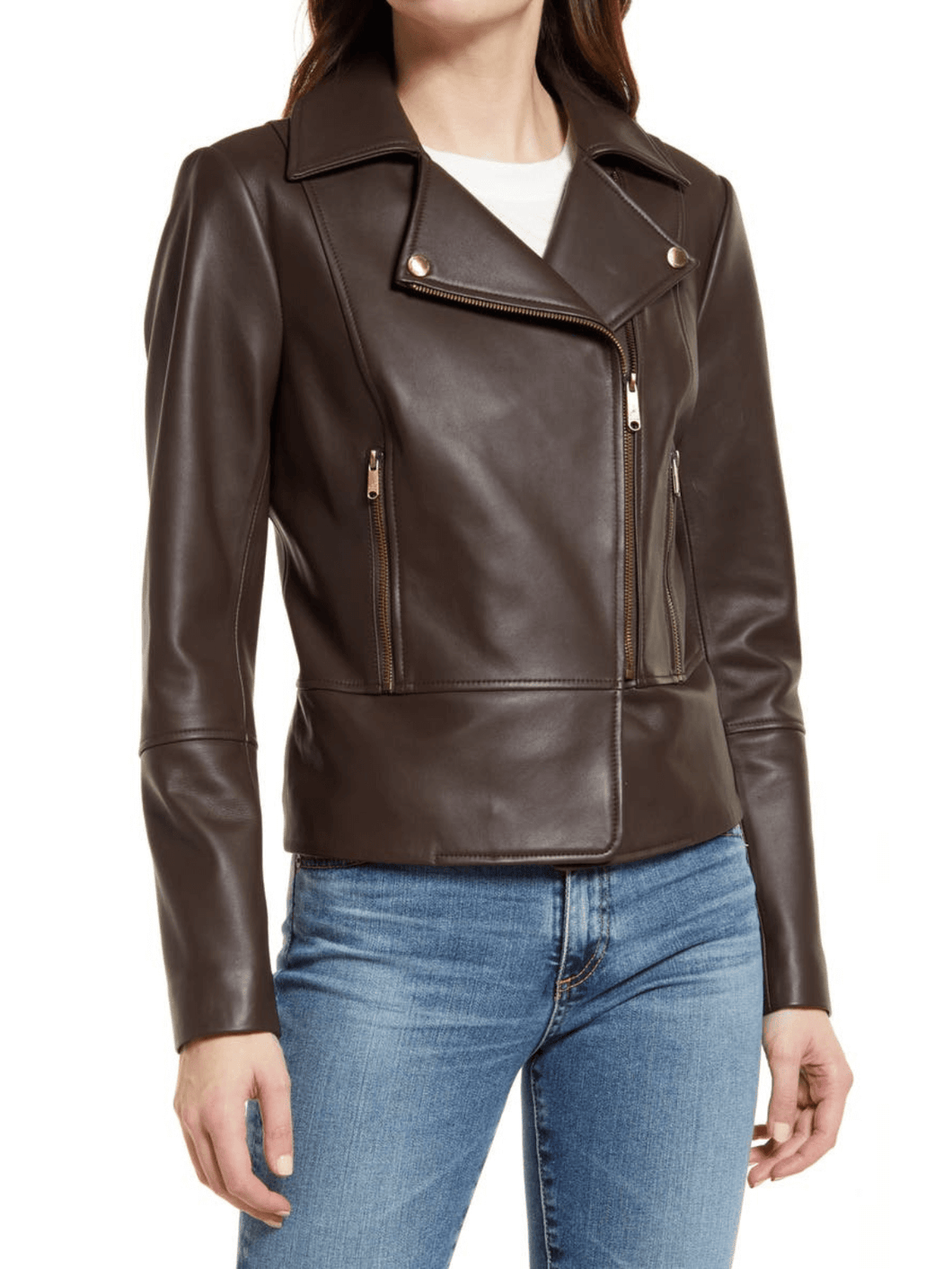 Womens Brown Motercycle Leather Jacket – Boneshia