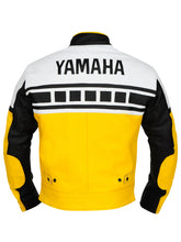 Load image into Gallery viewer, Yamaha Yellow Biker Leather Jacket - Boneshia.com
