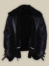 Load image into Gallery viewer, Men Black Shear Shirt Collar Shearling Jacket – Boneshia
