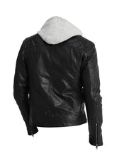 Load image into Gallery viewer, Men Black Hood Leather Jacket
