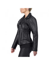 Load image into Gallery viewer, Womens Biker Asymmetrical Style Leather Jacket
