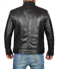 Load image into Gallery viewer, Men&#39;s Black Real Leather Cafe Racer Jacket - Boneshia
