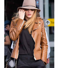 Load image into Gallery viewer, Blake Lively Brown Leather Biker Jacket
