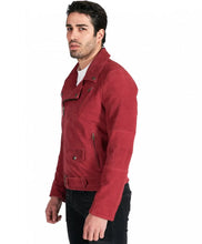 Load image into Gallery viewer, Genuine Red Suede Leather Jacket for Men
