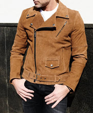 Load image into Gallery viewer, Men&#39;s Genuine Brown Suede Leather Jacket
