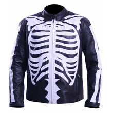 Load image into Gallery viewer, Mens Motorcycle Biker Skeleton Bones Leather Jacket
