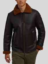 Load image into Gallery viewer, Mens Classy Natural Black Shearling Leather Jacket
