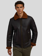 Load image into Gallery viewer, Mens Classy Natural Black Shearling Leather Jacket
