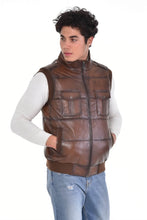 Load image into Gallery viewer, Brown Men&#39;s Genuine Leather Vest
