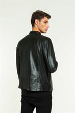 Load image into Gallery viewer, Sports Black Leather Jacket for Men - Boneshia
