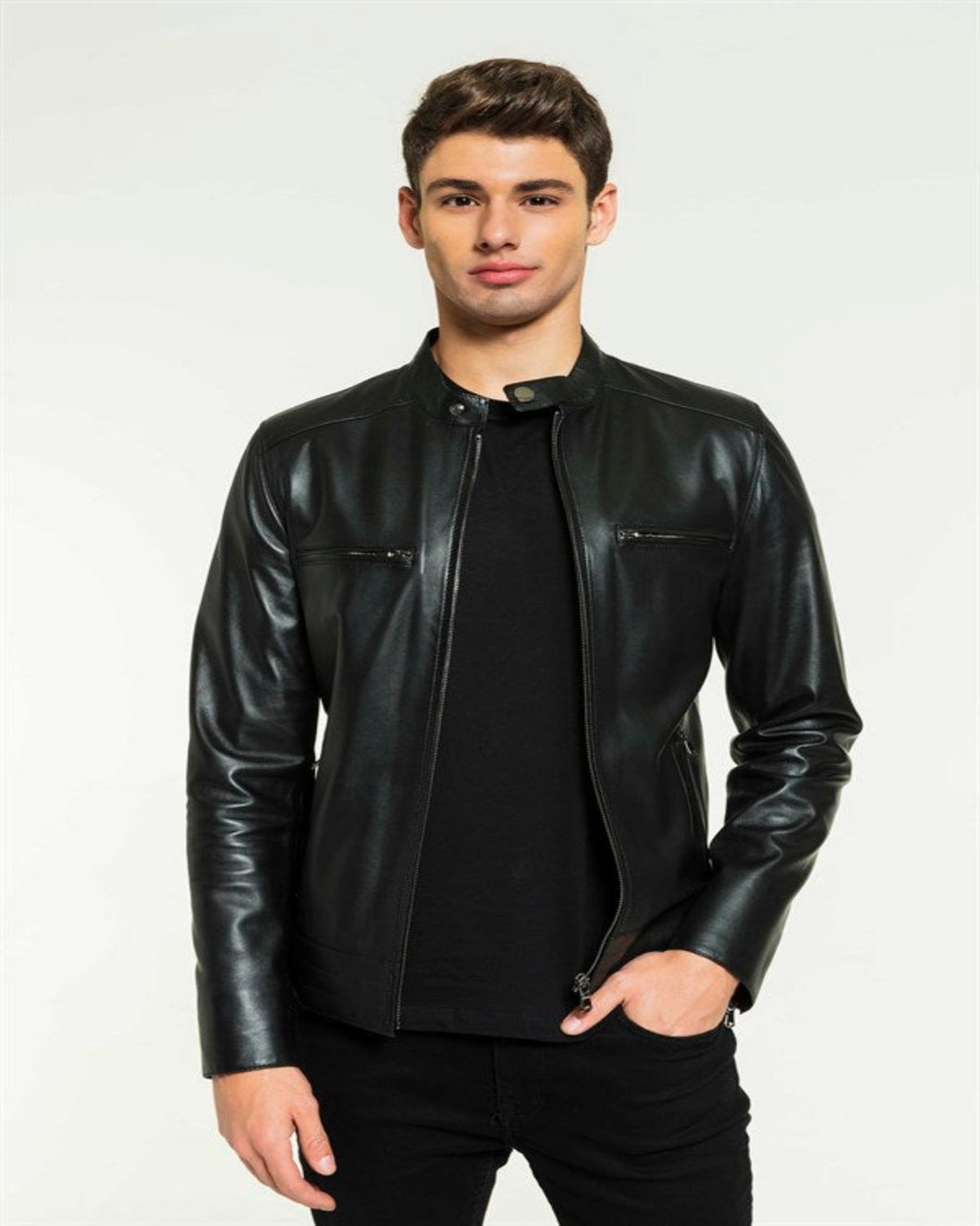 Sports Black Leather Jacket for Men - Boneshia