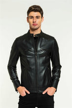 Load image into Gallery viewer, Sports Black Leather Jacket for Men - Boneshia

