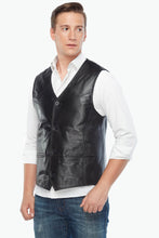 Load image into Gallery viewer, Men&#39;s Genuine Leather Vest Black
