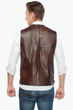 Load image into Gallery viewer, Men&#39;s Leather Vest Chestnut
