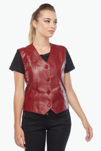Load image into Gallery viewer, Genuine Leather Red Women&#39;s Leather Vest
