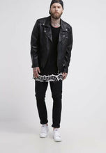 Load image into Gallery viewer, Mens Rogue Black Leather Moto Jacket

