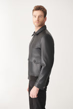 Load image into Gallery viewer, Black Bomber Leather Jacket for Men - Boneshia
