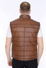 Load image into Gallery viewer, Men&#39;s Leather Vest Tan Color
