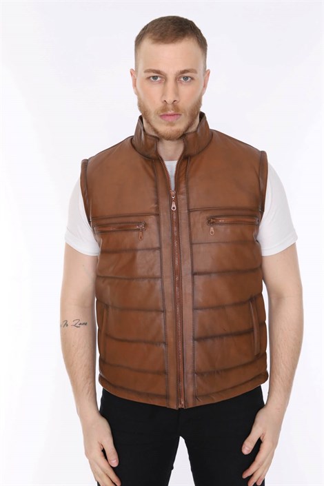 Men's Leather Vest Tan Color