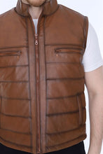 Load image into Gallery viewer, Men&#39;s Leather Vest Tan Color
