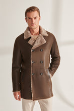 Load image into Gallery viewer, Mens Modern Brown Shearling Leather Coat
