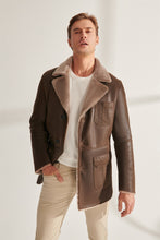 Load image into Gallery viewer, Mens Luxurious Brown Shearling Leather Coat

