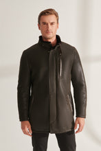 Load image into Gallery viewer, Mens Dark Brown Authentic Shearling Leather Coat
