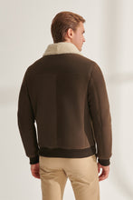 Load image into Gallery viewer, Men&#39;s Coffee Brown Shearling Leather Jacket
