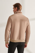 Load image into Gallery viewer, Mens Beige Shearling Leather Jacket
