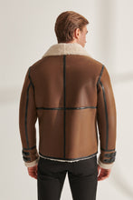 Load image into Gallery viewer, Mens Caramel Brown Shearling Leather Jacket
