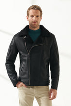 Load image into Gallery viewer, Men&#39;s Jade Black Shearling Leather Jacket
