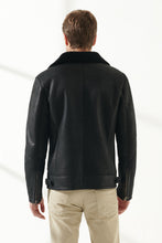 Load image into Gallery viewer, Men&#39;s Jade Black Shearling Leather Jacket
