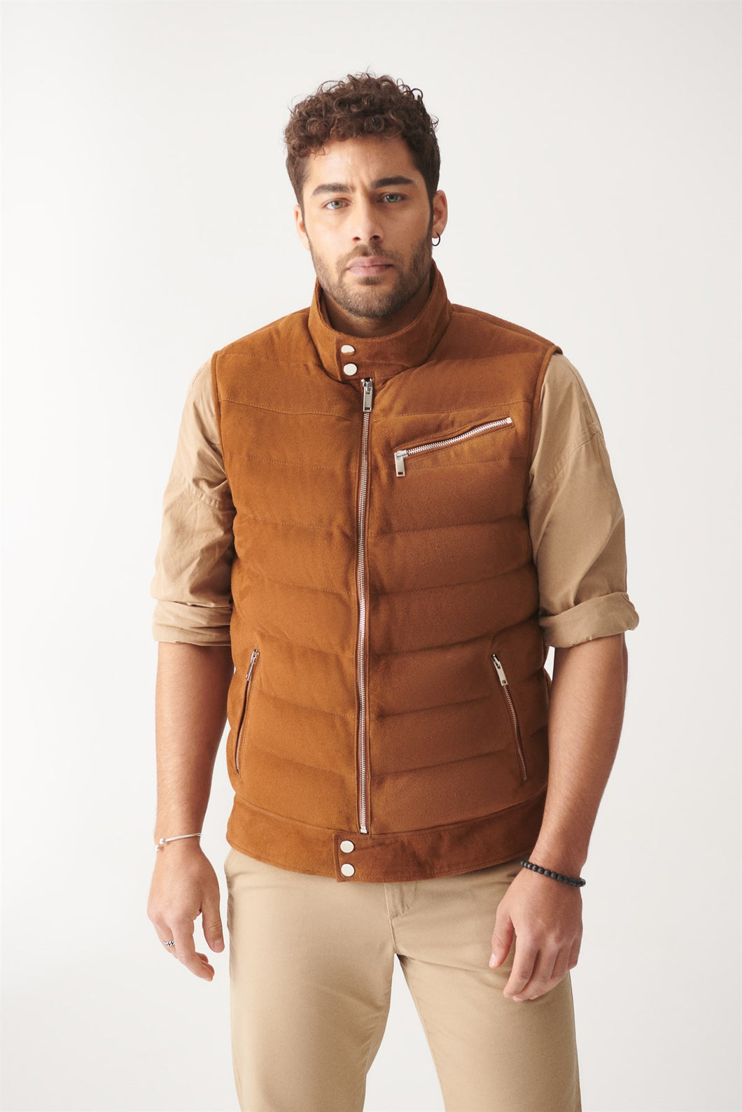 Men's Casual Tan Suede Leather Vest