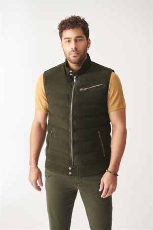 Men's Seaweed Green Suede Leather Vest