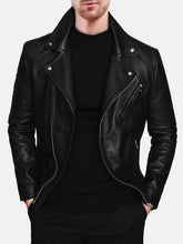 Load image into Gallery viewer, Mens black genuine leather jacket
